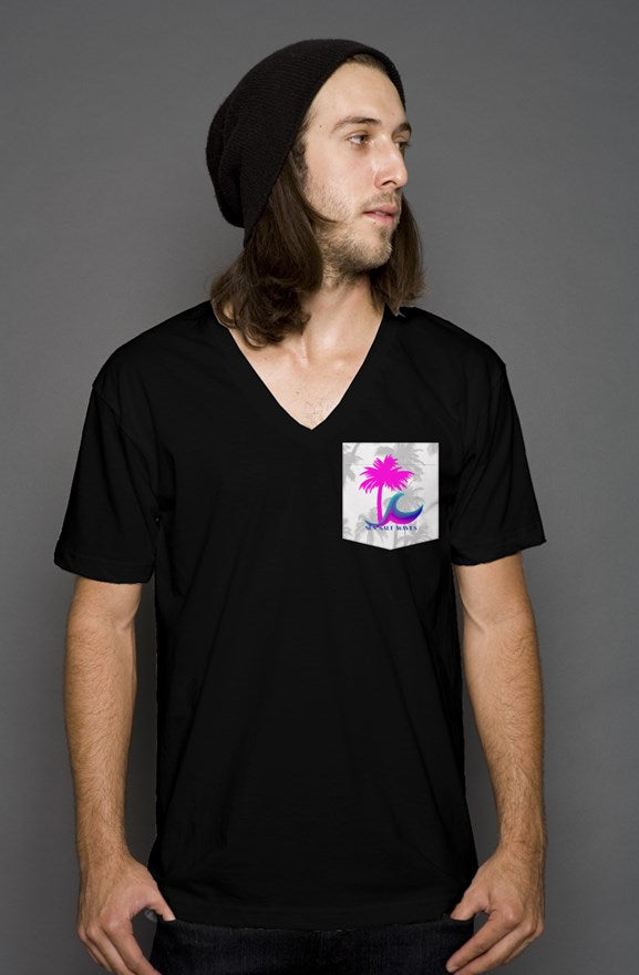 Paradise Palm Pocket V-Neck Tee