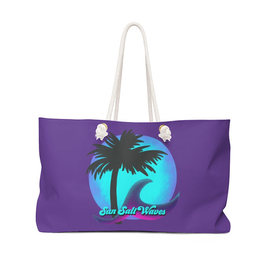 Sun Salt Waves Night Moon Purple Weekender Rope Handle Tote Bag