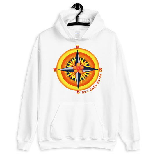 Sun Salt Waves Find Your Way White Hoodie Unisex Men’s Women’s Graphic Compass