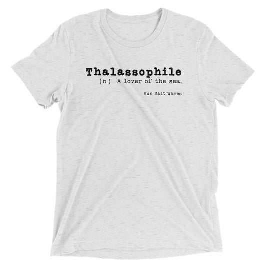 Lover of the Sea Tee Unisex Graphic Thalassophile Dictionary Print Definition Sun Salt Waves Men’s Women’s Heather White