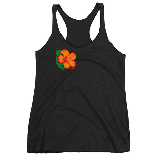 Hibiscus Racerback Tank Orange Hibiscus Graphic Tank Women’s Junior’s Sun Salt Waves Black