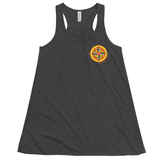 Find Your War Flowy Racerback Tank Compass Graphic Tank Women’s Junior’s Sun Salt Waves Charcoal Heather