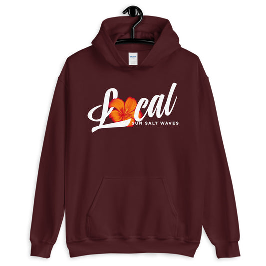 Sun Salt Waves Orange Hibiscus ‘Local’ Maroon Hoodie Unisex Men’s Women’s Graphic