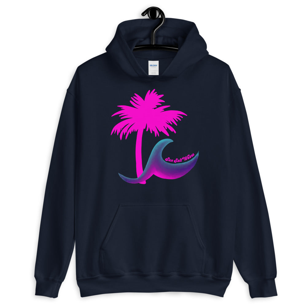 Sun Salt Waves Paradise Palm Navy Hoodie Unisex Men’s Women’s Graphic