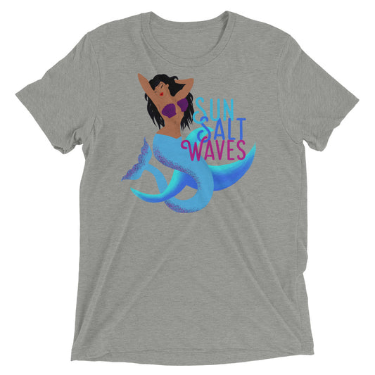 Mermaid Brandy Tee Colorful Wave and Mermaid Unisex Heather Gray 