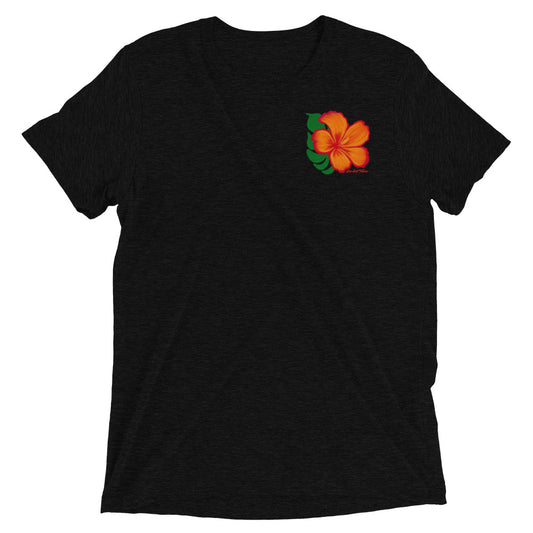 Hibiscus Tee Unisex Graphic Orange Flower Sun Salt Waves Men’s Women’s BLack