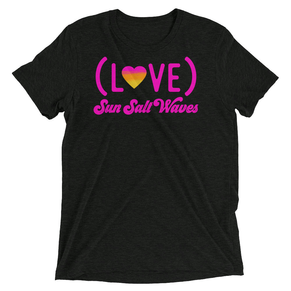 Love Life Tee Unisex Graphic Love With Heart in Sunset Colors Sun Salt Waves  Men’s Women’s Black