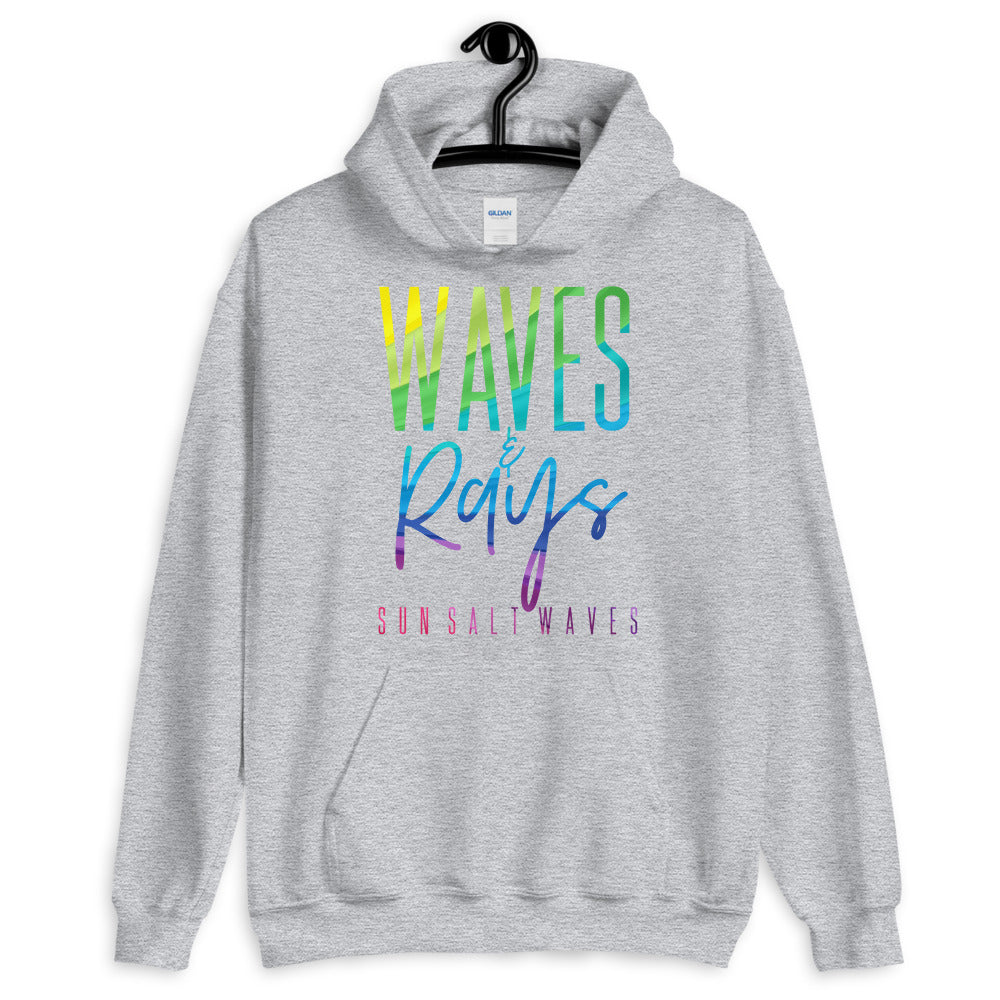 Waves and Rays Sport Light Grey Hoodie Unisex Men's Women's Sun Salt Waves