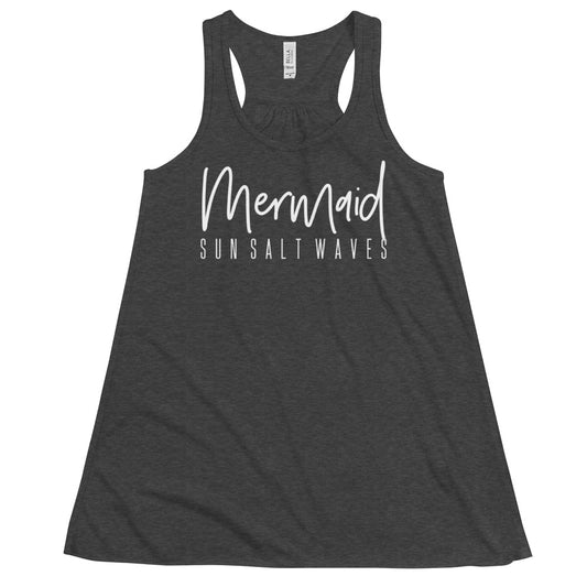 Mermaid Flowy Racerback Tank Graphic Tank Women’s Junior’s Charcoal Heather Sun Salt Waves