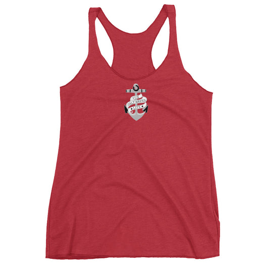 Sink or Swim Racerback Tank Tattoo Styled Anchor Women Junior Red