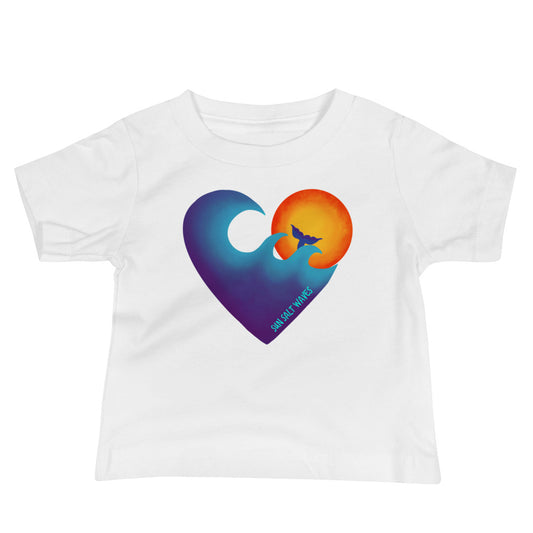 Sun Salt Waves Chase The Sun Heart Sun and Wave White Cotton Baby Tee Infant T-shirt