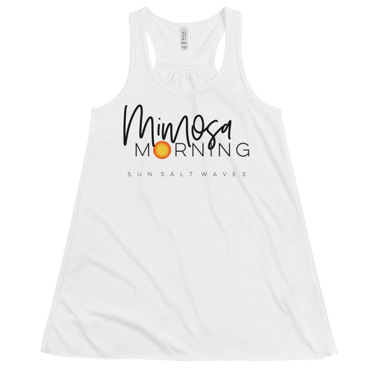 Mimosa Morning Flowy Racerback Tank Graphic Tank Sun in Morning Women’s Junior’s Sun Salt Waves White