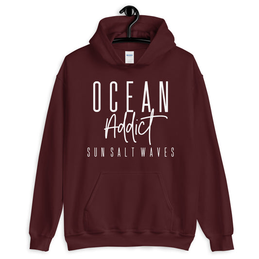 Sun Salt Waves Ocean Addict Red Hoodie Unisex Men’s Women’s Graphic