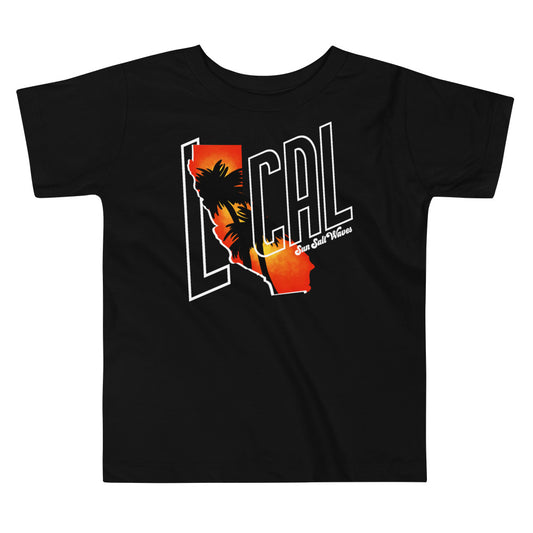 Cali ‘Local’ Toddler Tee from Sun Salt Waves Cali Sunset Design Black Girls Boys Unisex